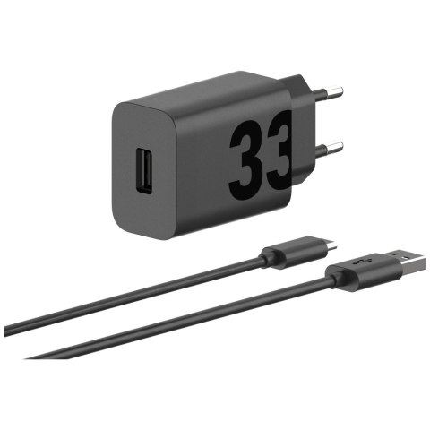 Ładowarka sieciowa Motorola TurboPower 33W USB-A z kablem USB-A do USB-C 1m czarny