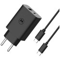 Ładowarka sieciowa Motorola TurboPower 50W Dual USB-C/USB-A z kablem USB-C 1m czarny
