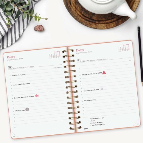 Kalendarz książkowy Finocam Alma Koral A5 15,5 x 21,2 cm 2026