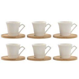 Zestaw 6 filiżanek z talerzykami Home ESPRIT Biały Bambus Porcelana 90 ml