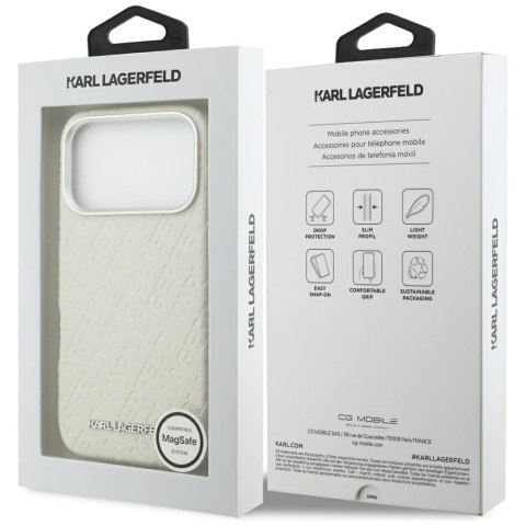 Etui Karl Lagerfeld FW Stamped Karl MagSafe do iPhone 17 Pro beżowy