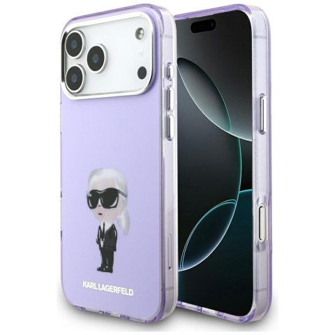 Etui Karl Lagerfeld IML Aquarelle Karl & Choupette & Logo MagSafe do iPhone 17 Pro Max fioletowy