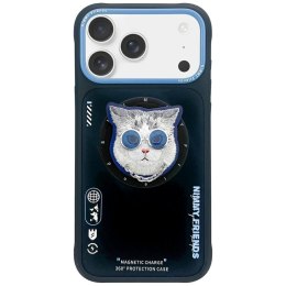 Etui Nimmy Glasses Cool Cat MagSafe do iPhone 17 czarno niebieski