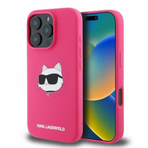 Karl Lagerfeld KLHMP16XSCHPPLF iPhone 16 Pro Max 6.9" fuksja/fuschia hardcase Silicone Choupette Head Print MagSafe