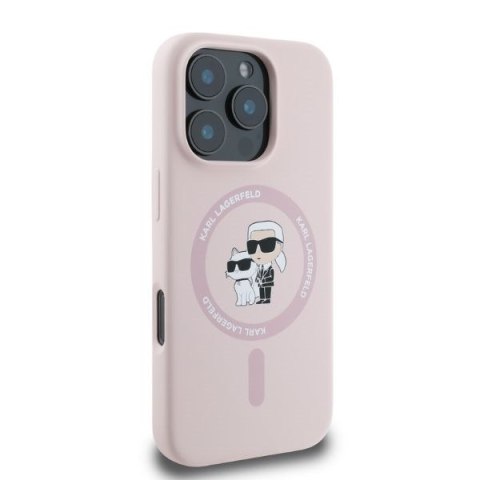 Karl Lagerfeld KLHMP16XSCMKCRHP iPhone 16 Pro Max 6.9" różowy/pink hardcase Silicone Karl&Choupette Ring MagSafe
