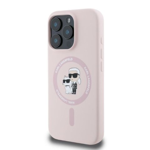 Karl Lagerfeld KLHMP16XSCMKCRHP iPhone 16 Pro Max 6.9" różowy/pink hardcase Silicone Karl&Choupette Ring MagSafe