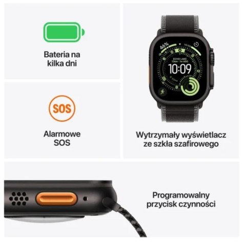 Watch Ultra 3 GPS + Cellular koperta 49 mm z tytanu w kolorze naturalnym, opaska Alpine w kolorze jasnoniebieskim - rozmiar L