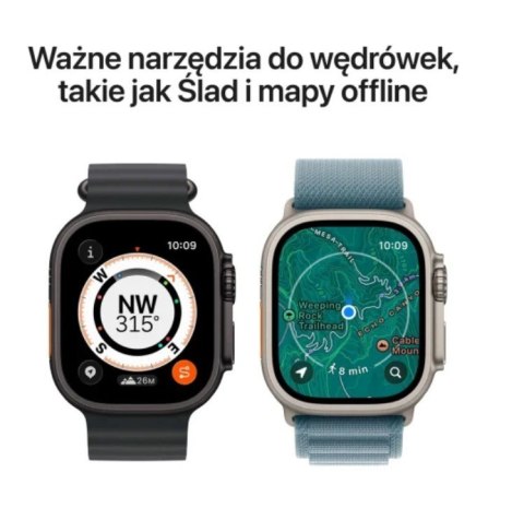 Watch Ultra 3 GPS + Cellular, koperta 49 mm z tytanu w kolorze naturalnym, opaska Trail w kolorze niebieskim/jaskrawoniebieskim 