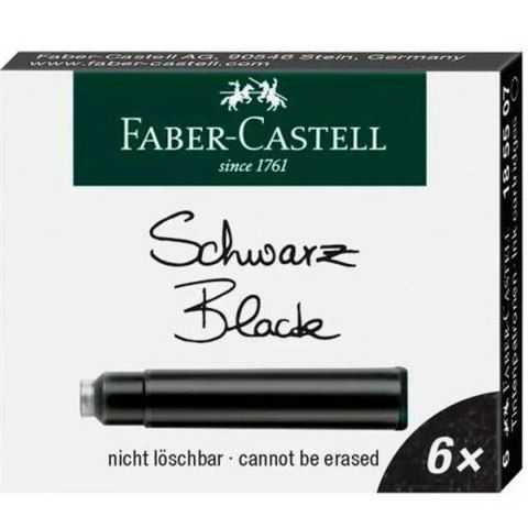Wkład do atramentu do pióra Faber-Castell Czarny 6 Części (10 Sztuk)