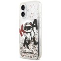 Etui Karl Lagerfeld Liquid Glitter Choupette Logo MagSafe do iPhone 17 przezroczysty