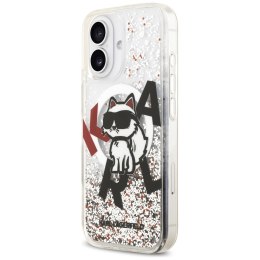 Etui Karl Lagerfeld Liquid Glitter Choupette Logo MagSafe do iPhone 17 przezroczysty