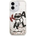 Etui Karl Lagerfeld Liquid Glitter Choupette Logo MagSafe do iPhone 17 przezroczysty