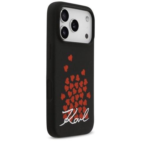 Etui Karl Lagerfeld Silicone Heart Sign Logo MagSafe do iPhone 17 Pro czarny