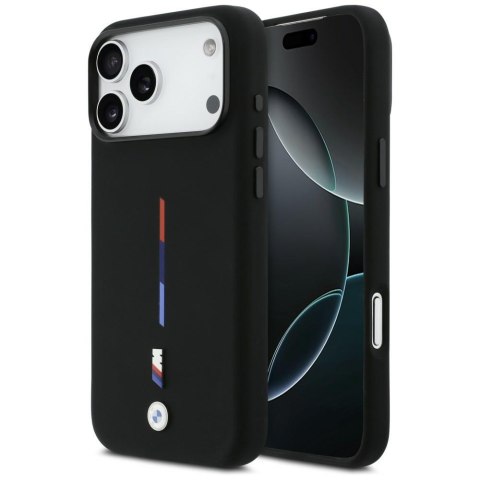 Etui BMW M Silicon Tricolor Line MagSafe do iPhone 17 Pro Max / 18 Pro Max czarny