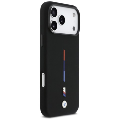 Etui BMW M Silicon Tricolor Line MagSafe do iPhone 17 Pro Max / 18 Pro Max czarny