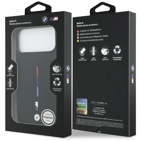 Etui BMW M Silicon Tricolor Line MagSafe do iPhone 17 Pro Max / 18 Pro Max czarny
