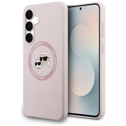 Etui Karl Lagerfeld Silicone Karl&Choupette Heads MagSafe do Samsung Galaxy S25 FE różowy