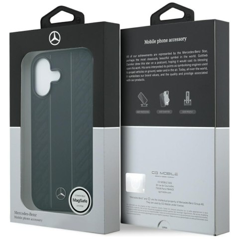 Etui Mercedes Leather Laurel Leaves Stripes MagSafe do iPhone 17 czarny
