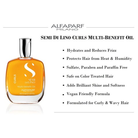 Olejek do Włosów Alfaparf Milano Semi Di Lino Curls 100 ml Wielofunkcyjny (1 Sztuk)