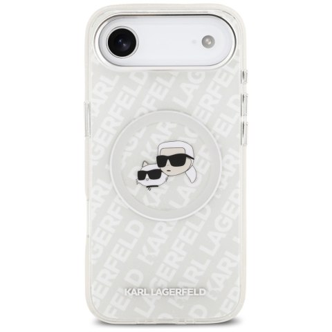 Etui Karl Lagerfeld IML Glitter Karl & Choupette Heads Logo MagSafe do iPhone Air szary