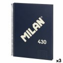 Księga Pierścieni Milan 430 Niebieski A4 80 Kartki (3 Sztuk)