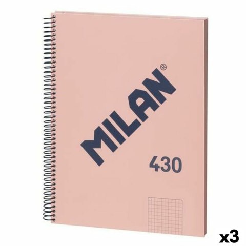 Księga Pierścieni Milan 430 Różowy A4 80 Kartki (3 Sztuk)