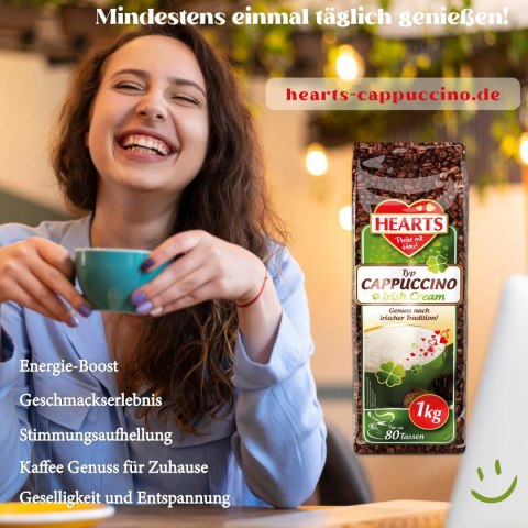 Hearts Irish Cream Cappuccino z Delikatnym Smakiem Irlandzkiego Likieru 1 kg