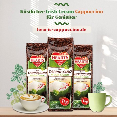 Hearts Irish Cream Cappuccino z Delikatnym Smakiem Irlandzkiego Likieru 1 kg