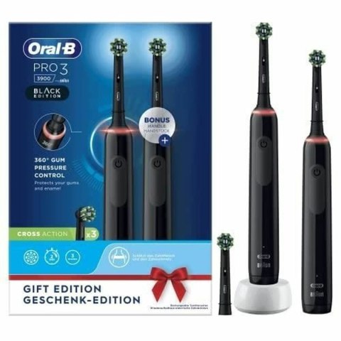 Elektryczna Szczoteczka do Zębów Oral-B Pro 3 3900 Czarny (2 Sztuk)