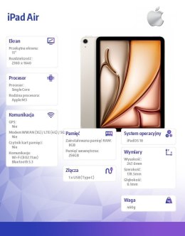 IPad Air 11 cali WiFi 256GB Złoty