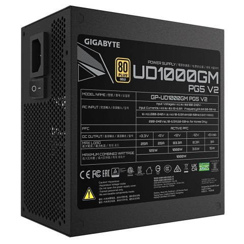 GIGABYTE UD1000GM PG5 V2 moduł zasilaczy 1000 W 20+4 pin ATX ATX Czarny