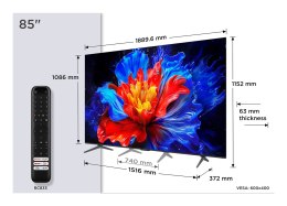 Telewizor TCL 85P89K QLED 85'' 4K Ultra HD Google TV Dolby Atmos DVB-T2 Metaliczny