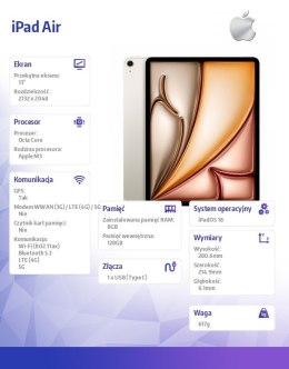 IPad Air 13 cali WiFi + Cellular 128GB Złoty