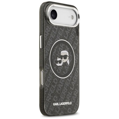 Etui Karl Lagerfeld IML Glitter Karl & Choupette Heads Logo MagSafe do iPhone Air czarny