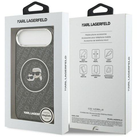 Etui Karl Lagerfeld IML Glitter Karl & Choupette Heads Logo MagSafe do iPhone Air czarny