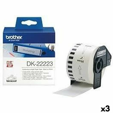 Ciągły Papier do Drukarki Brother DK-22223 Biały 50 mm x 30,48 m Czarny (3 Sztuk)