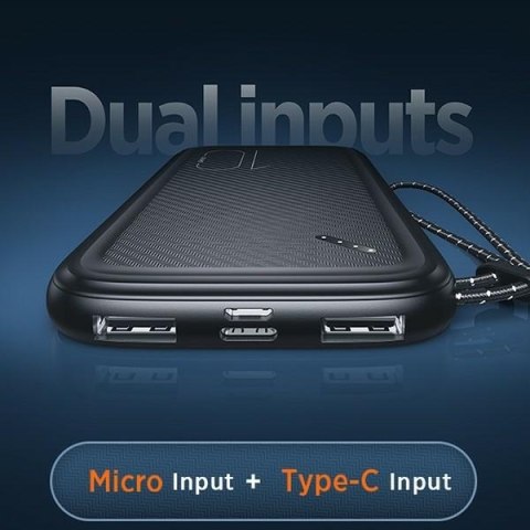 USAMS Powerbank PB56 10000mAh 2xUSB /USB-C / MicroUSB Fast Charge czarny/black 10KCD15001 (US-CD150)