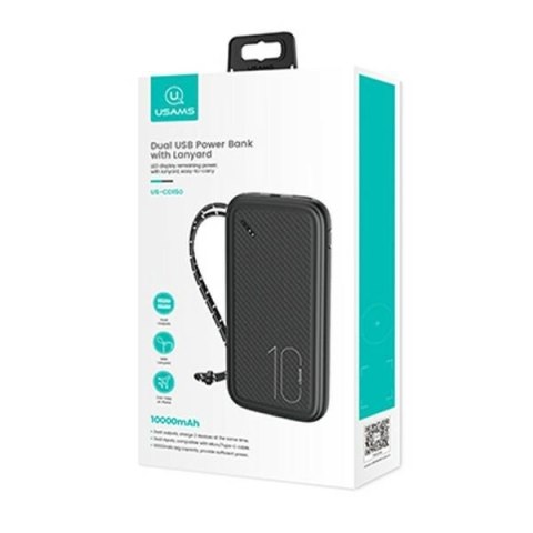 USAMS Powerbank PB56 10000mAh 2xUSB /USB-C / MicroUSB Fast Charge czarny/black 10KCD15001 (US-CD150)