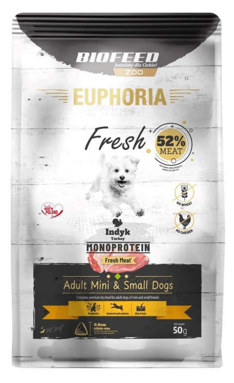 BIOFEED Euphoria fresh meat Adult Indyk Mono XS/S 50gr
