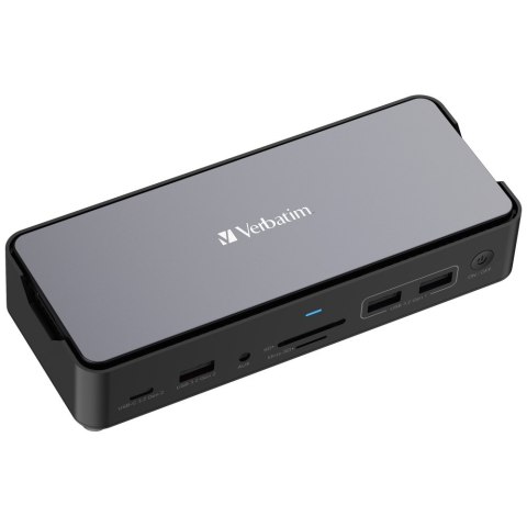 Adapter Verbatim stacja dokująca USB-C Pro 15w1 2xHDMI/1xRJ45/4xUSB-A/3xUSB-C/1xSD/1xmicroSD/1xAudio/1xDisplayPort/1xSSD szary