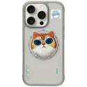 Etui Nimmy Glasses Cool Cat MagSafe do iPhone 16 Pro szary