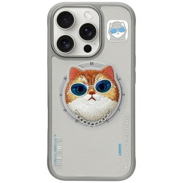 Etui Nimmy Glasses Cool Cat MagSafe do iPhone 16 Pro szary