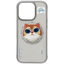 Etui Nimmy Glasses Cool Cat MagSafe do iPhone 16 Pro szary