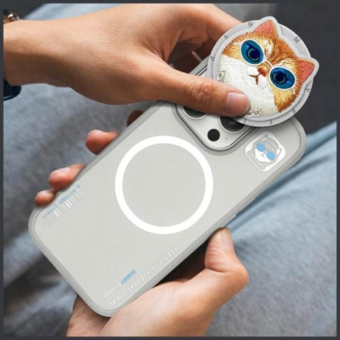 Etui Nimmy Glasses Cool Cat MagSafe do iPhone 16 Pro szary