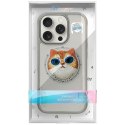 Etui Nimmy Glasses Cool Cat MagSafe do iPhone 16 Pro szary