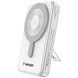 Powerbank Verbatim Charge n Go 10000mAh z podstawką Magnetic Wireless wyświetlacz TFT 2xkabel USB-C srebrny 32273