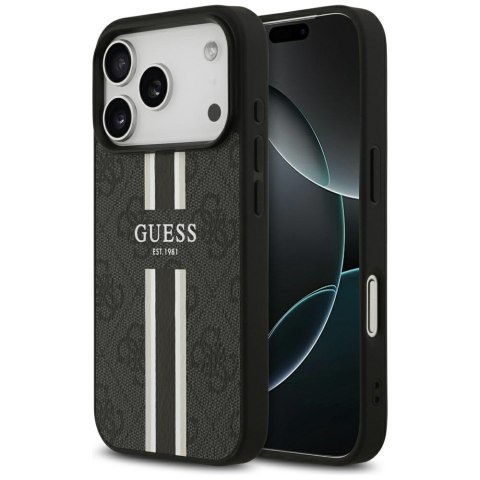 Etui Guess 4G Printed Stripes MagSafe do iPhone 17 Pro czarny