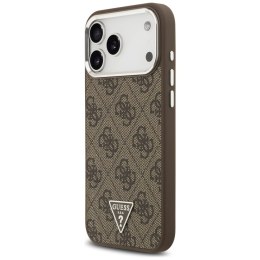 Etui Guess 4G Triangle Logo MagSafe do iPhone 17 Pro Max brązowy srebrny