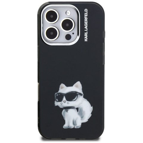 Etui Karl Lagerfeld IML Aquarelle Choupette & Logo do iPhone 16 Pro Max czarny