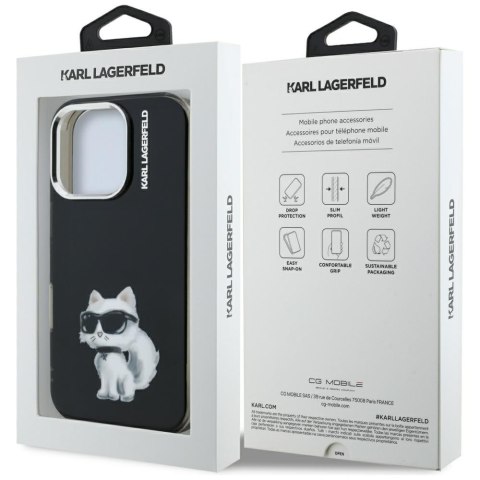 Etui Karl Lagerfeld IML Aquarelle Choupette & Logo do iPhone 16 Pro Max czarny